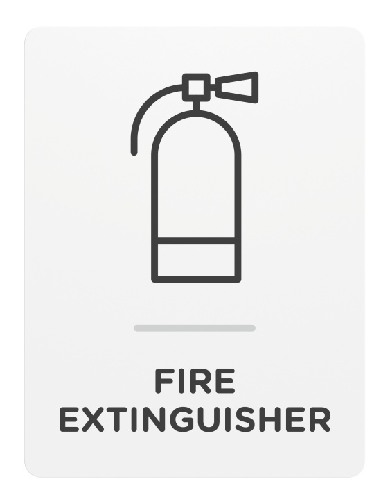 Fire Extinguisher_Sign_Door-Wall Mount_8x 6_6mm Thick Solid Surface Sign with Inlay Resins_Self AdhesiveRegularity_Life Safety Sign